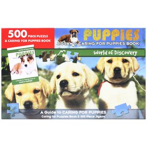 5000 piece puzzle & caring for puppies book: puppies