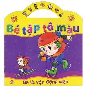 bé tập tô màu - bé là vận động viên