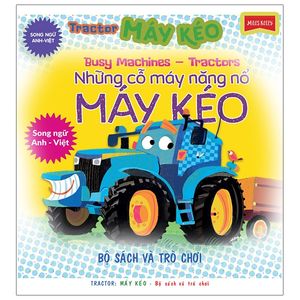 bộ sách busy machines + puzzle activity - tractor: máy kéo (song ngữ anh - việt) - kèm mô hình lắp ghép