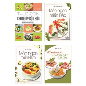 bộ sách món ngon miền bắc + món ngon miền nam + thực đơn cho ngày bận rộn + 30 món ngon cho bữa cơm gia đình (bộ 4 cuốn)