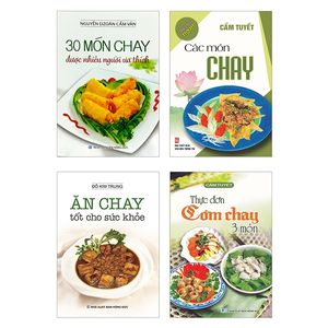 bộ sách thực đơn cơm chay 3 món - các món chay - ăn chay tốt cho sức khỏe - 30 món chay được nhiều người ưa thích (bộ 4 cuốn)