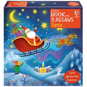 book and 3 jigsaws: santa