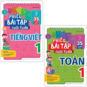 combo sách phiếu bài tập cuối tuần toán và tiếng việt lớp 1 (bộ 2 cuốn)