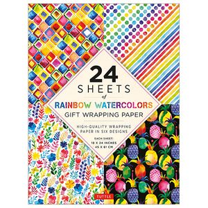 rainbow watercolors gift wrapping paper - 24 sheets: 18 x 24" (45 x 61 cm) wrapping paper