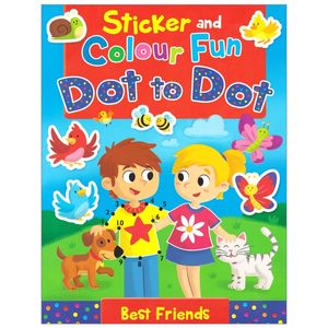 sticker and colour fun dot to dot: best friends