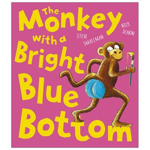 the monkey with a bright blue bottom