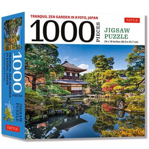 tranquil zen garden in kyoto japan- 1000 piece jigsaw puzzle: ginkaku-ji temple, temple of the silver pavilion (finished size 24 in x 18 in)