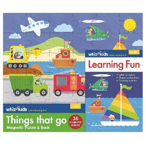 whiz kids magnetic puzzle and book - things that go