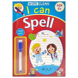 wipe clean: i can spell - book with pen