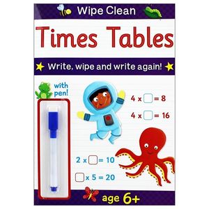 wipe clean times tables - book with pen age 6+